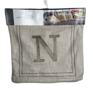 Threshold Monogram Throw Pillow Cover   18" x 18"   Metallic Neutral  "N"